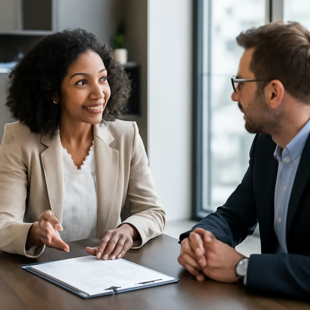 Business owner discussing Local SEO Checklist for Multi-Location Businesses growth goals with a consultant