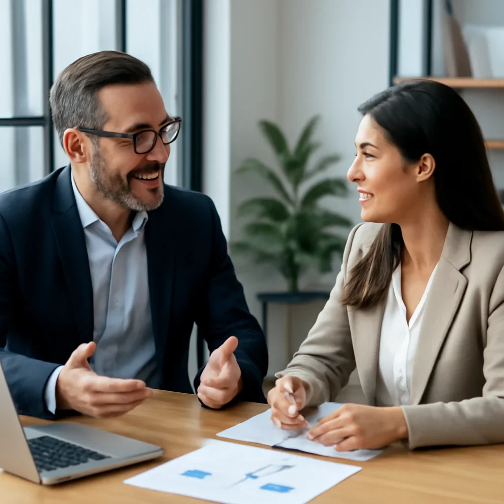 Business owner discussing Social Media Marketing for Local Businesses growth goals with a consultant