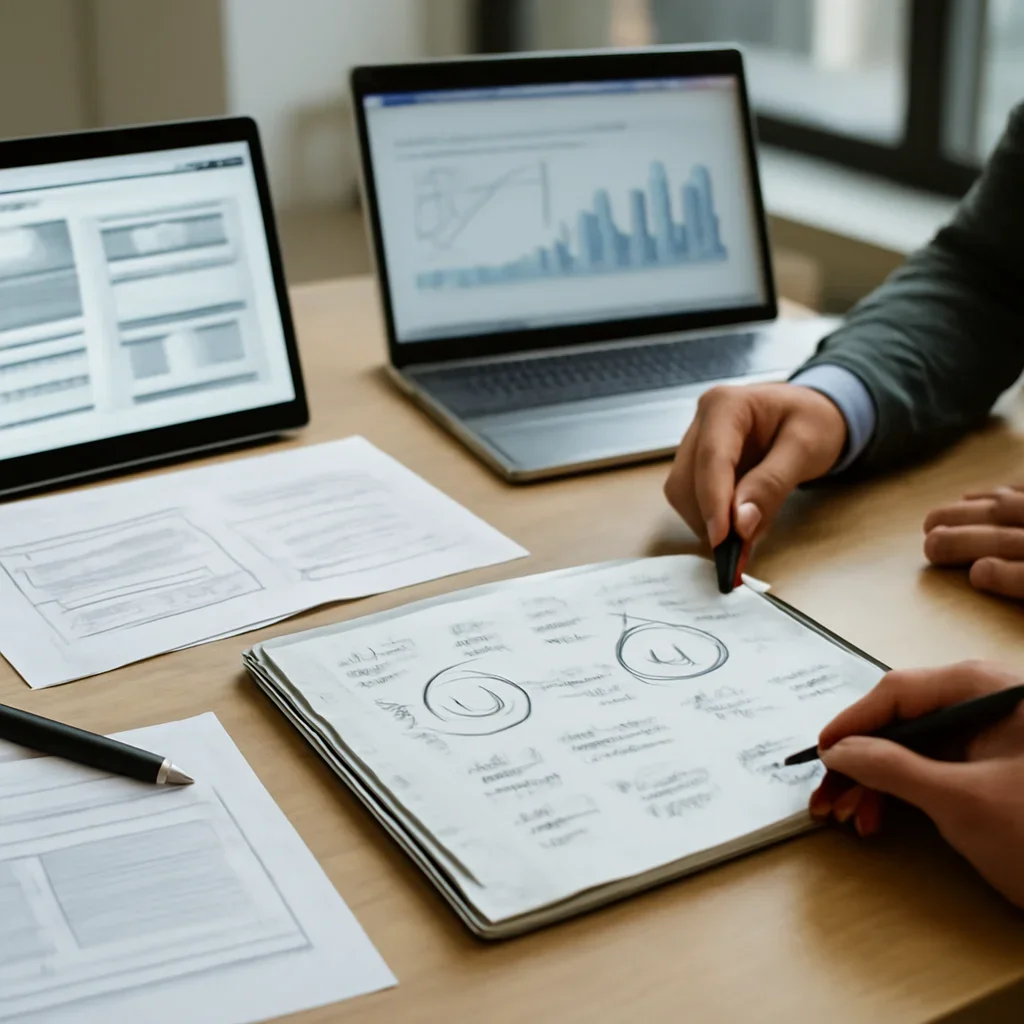WordPress vs Custom Website: Which Is Better for Growth? planning materials and performance review workspace