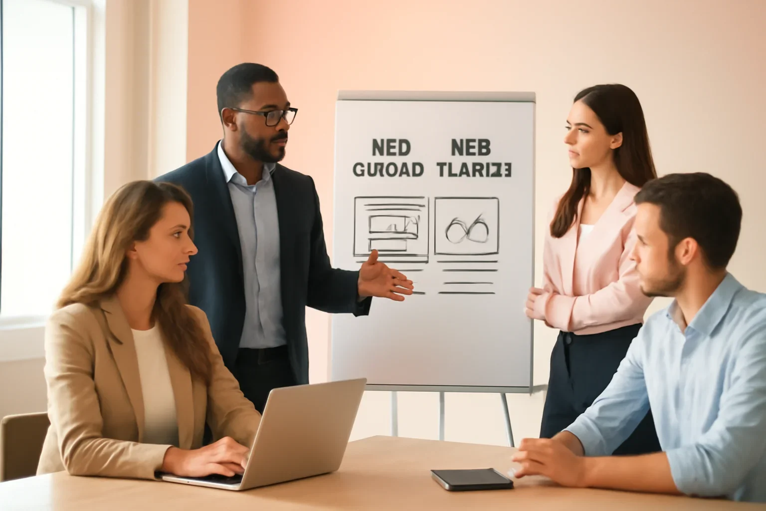 Web Design vs Web Development strategy meeting with a modern digital marketing team