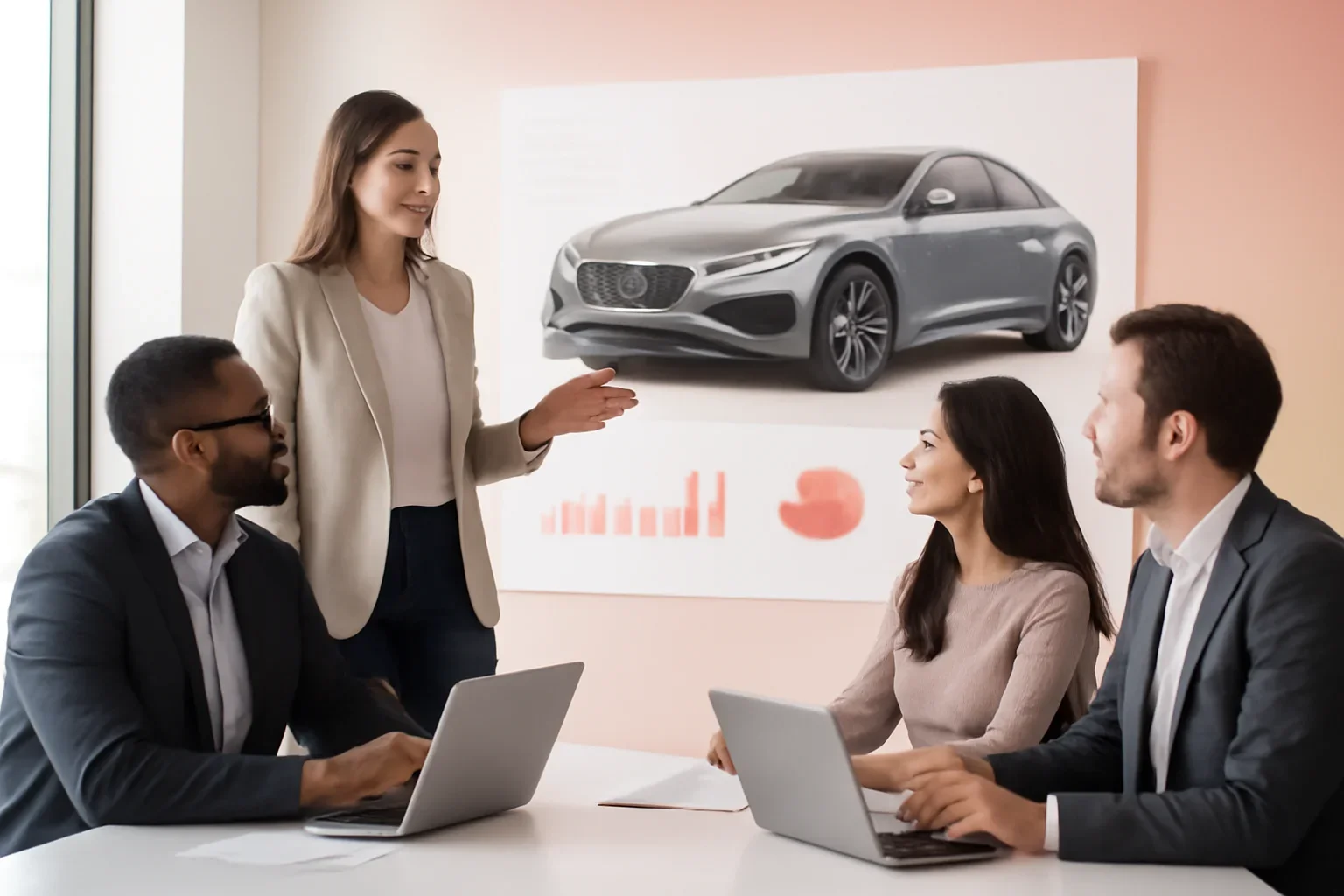 Automotive Branding strategy meeting with a modern digital marketing team