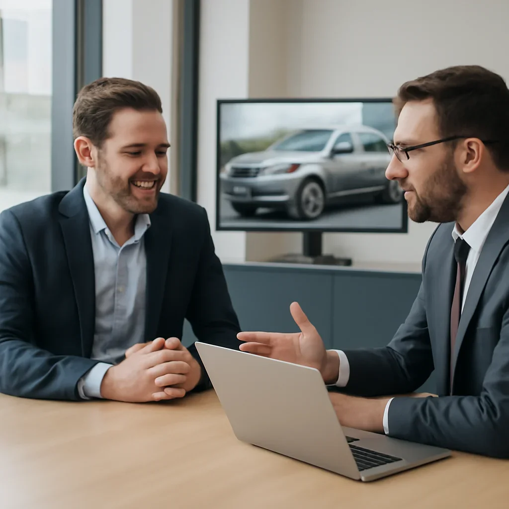 Business owner discussing Automotive Digital Marketing growth goals with a consultant