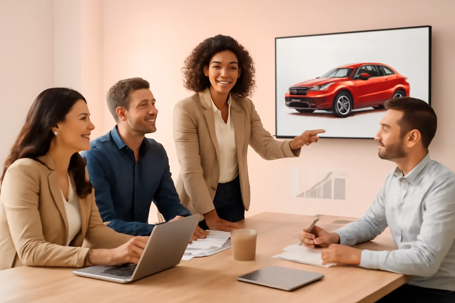 Automotive Digital Marketing strategy meeting with a modern digital marketing team