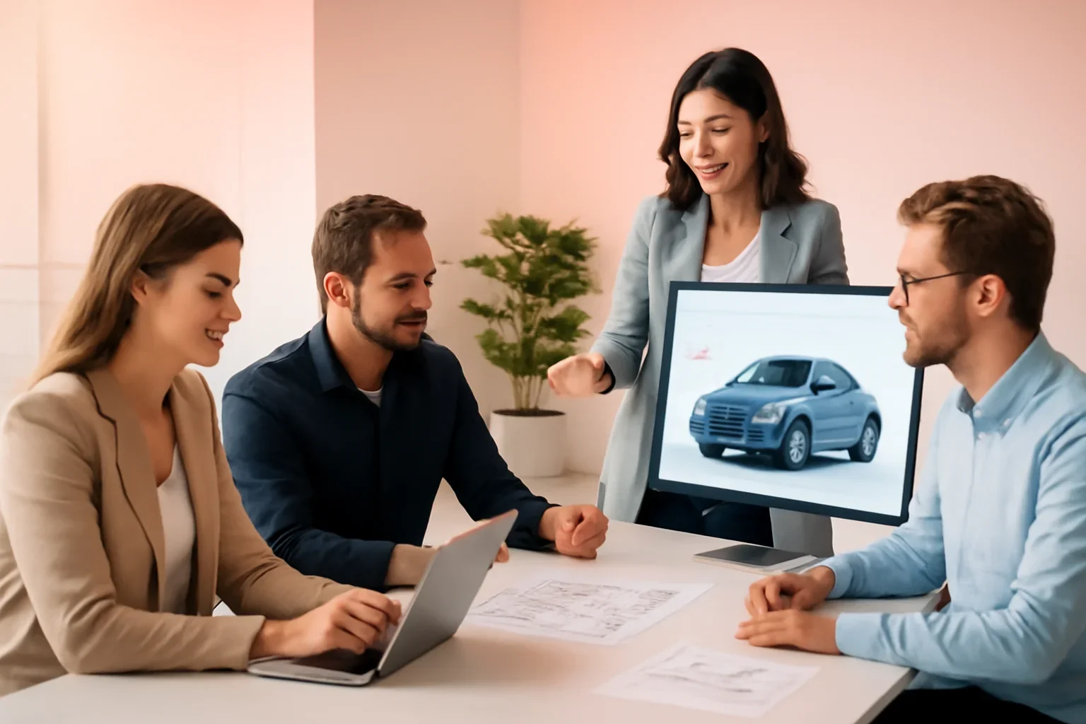 Automotive Web Design strategy meeting with a modern digital marketing team