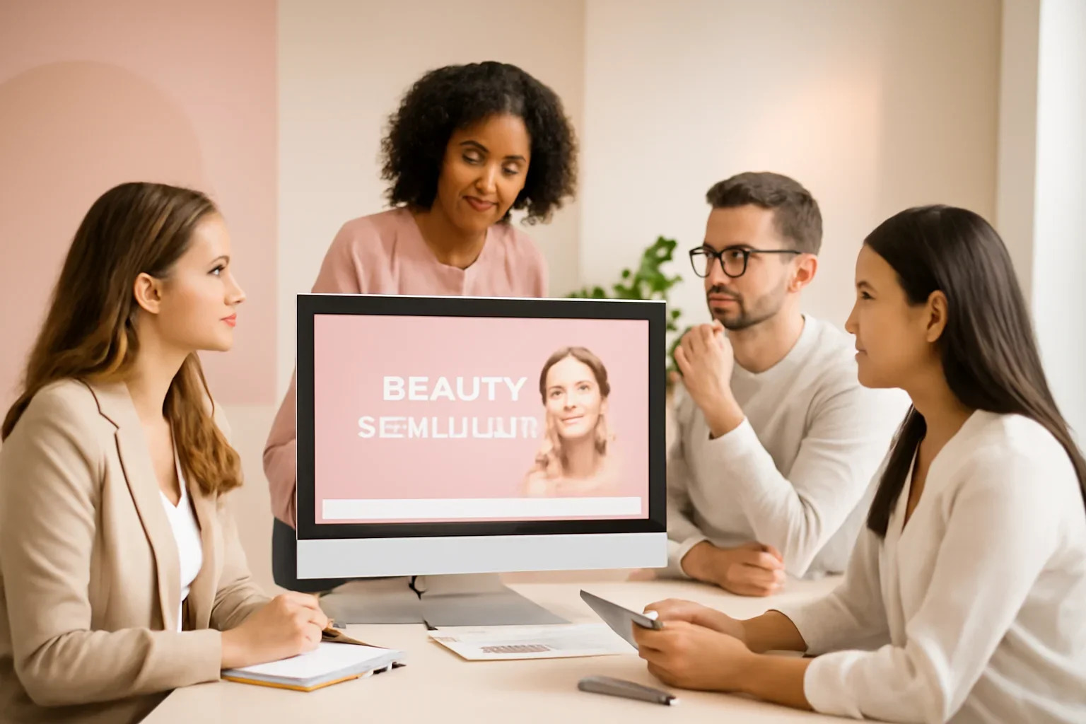Beauty & Wellness Web Design strategy meeting with a modern digital marketing team