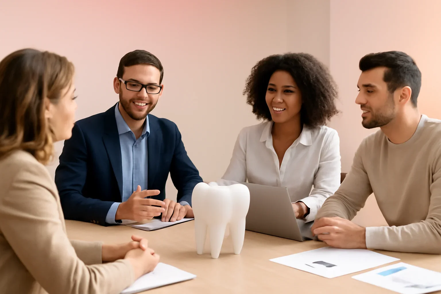Dental Practices Marketing Solutions strategy meeting with a modern digital marketing team