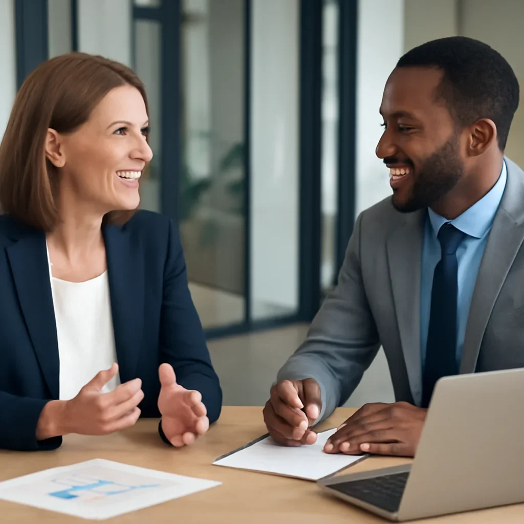 Business owner discussing Dental Practices SEO growth goals with a consultant