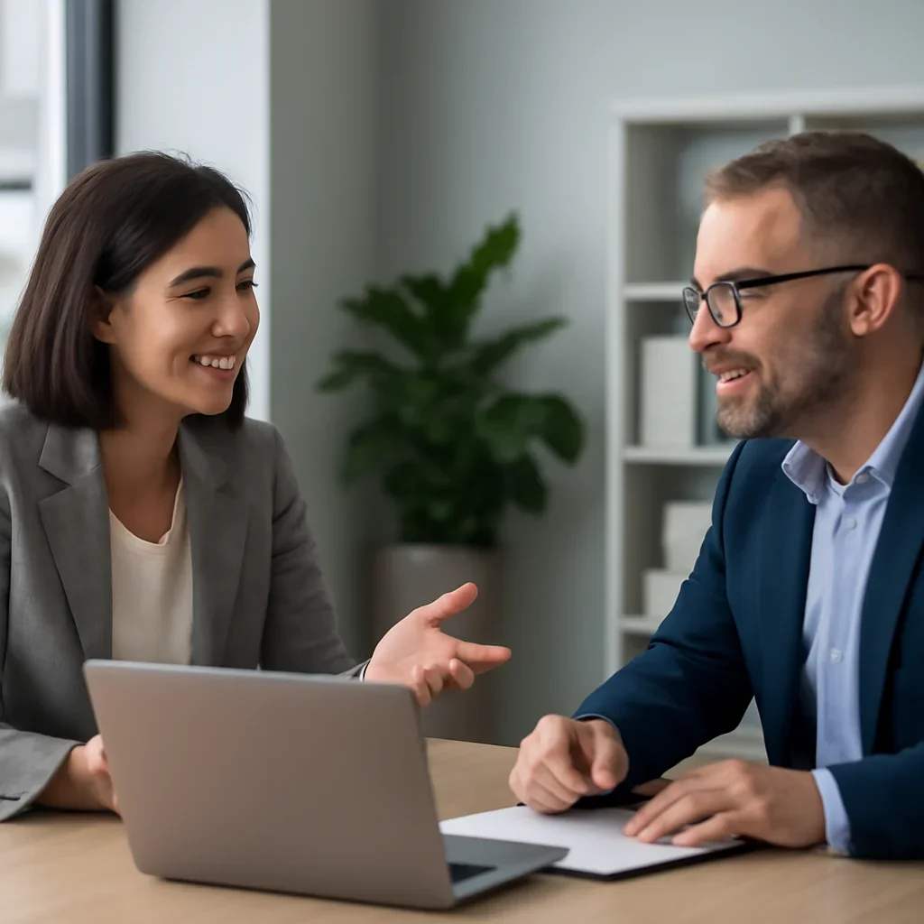 Business owner discussing Dental Practices Web Design growth goals with a consultant
