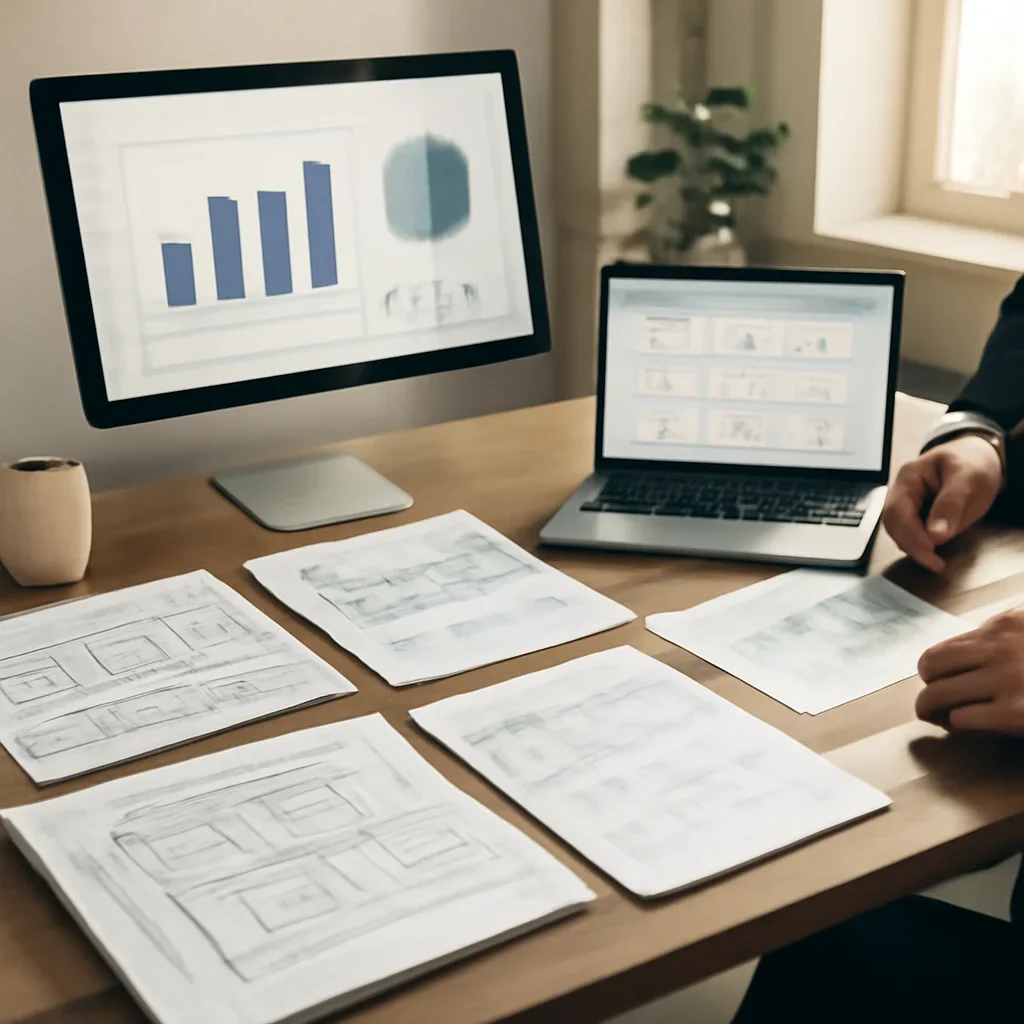 Dental Practices Web Design planning materials and performance review workspace
