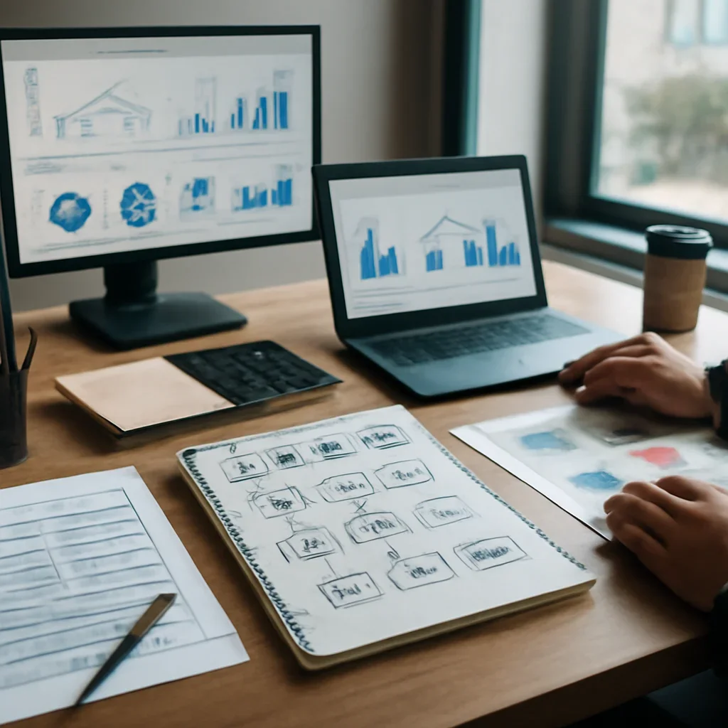 Education Digital Marketing planning materials and performance review workspace