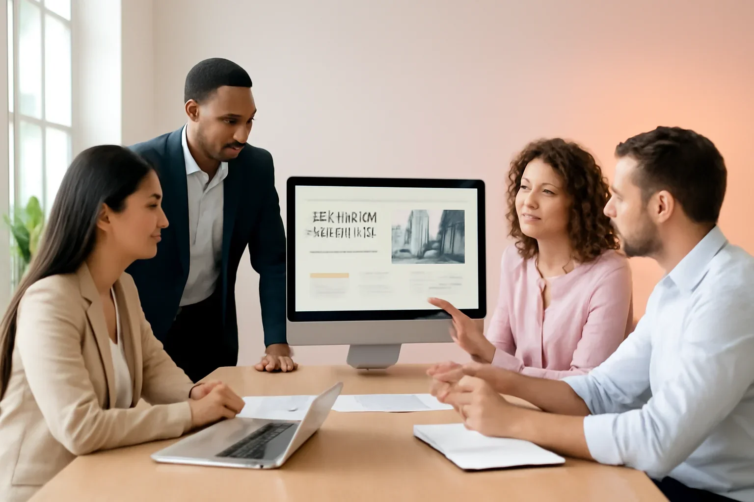Financial Services Web Design strategy meeting with a modern digital marketing team