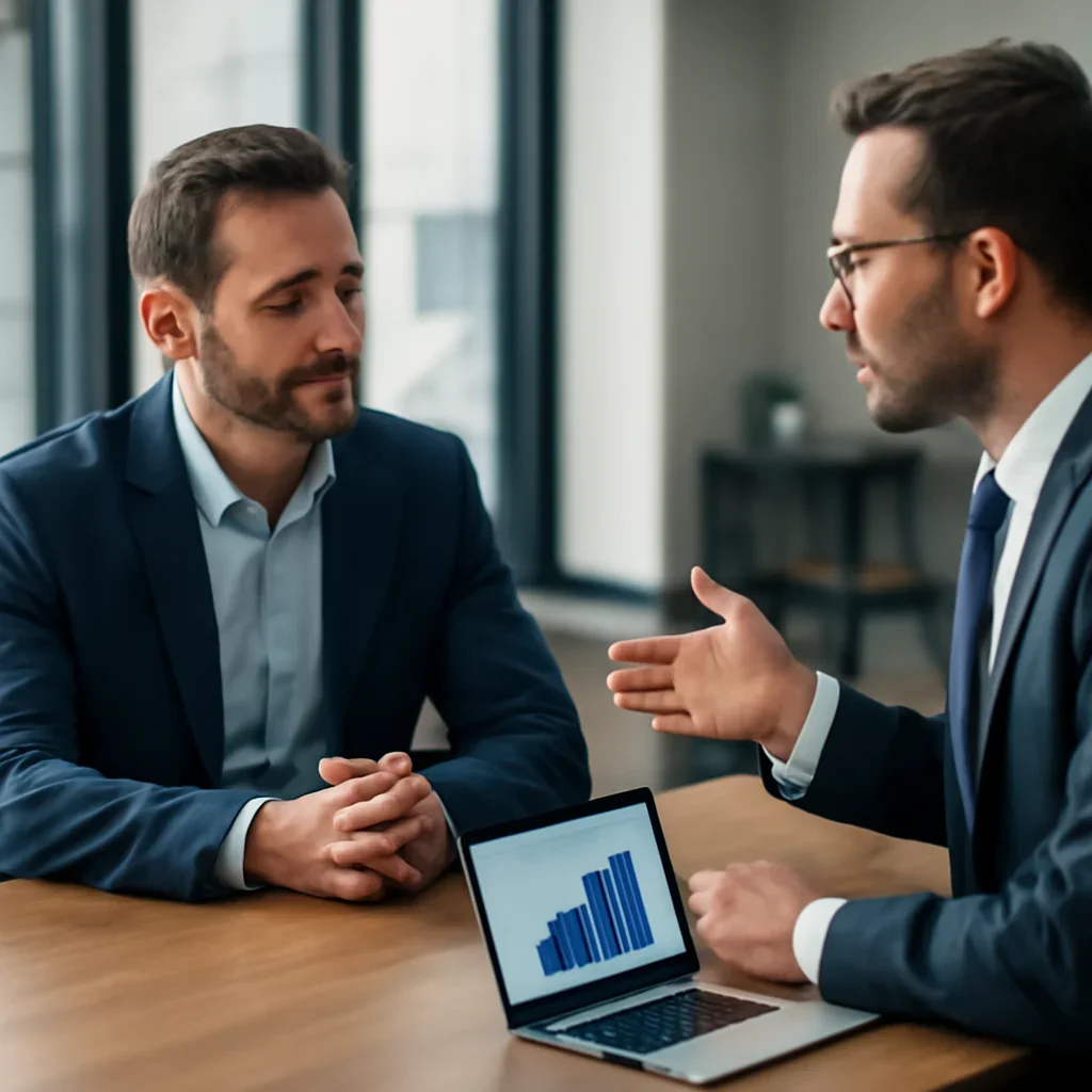 Business owner discussing Franchises Web Design growth goals with a consultant