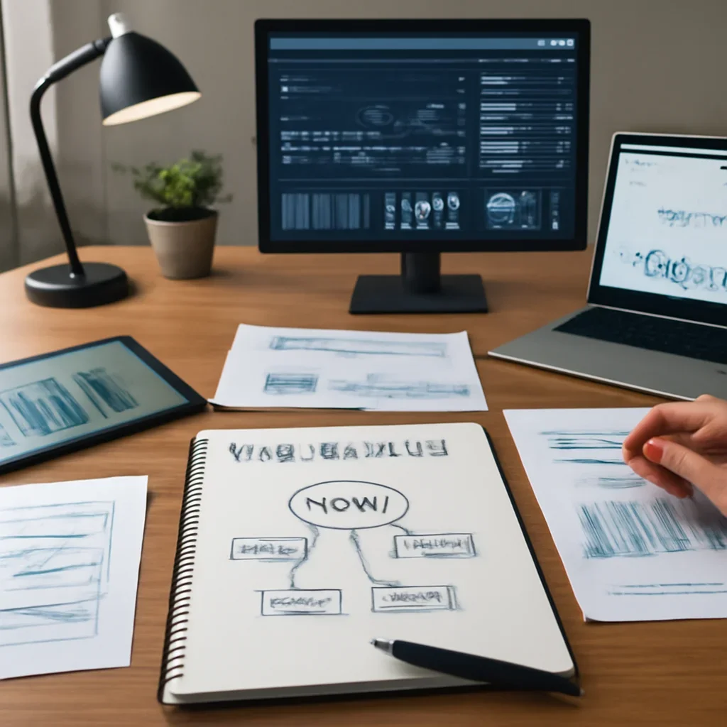Healthcare SEO planning materials and performance review workspace
