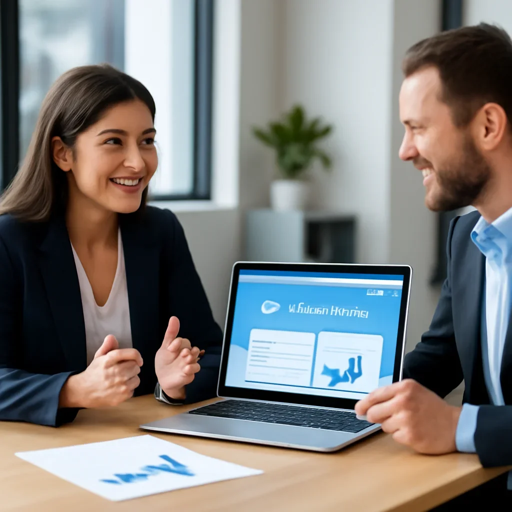 Business owner discussing Healthcare Web Design growth goals with a consultant