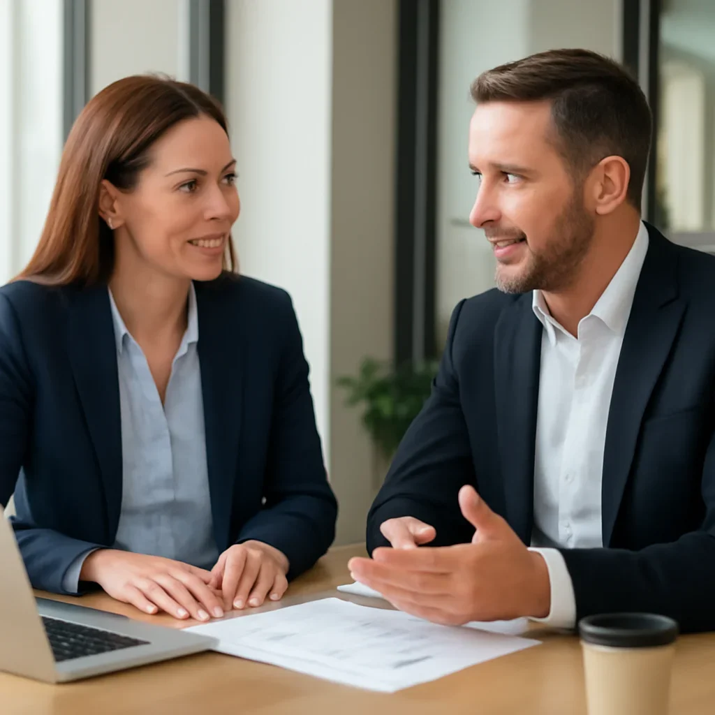 Business owner discussing Home Services Branding growth goals with a consultant