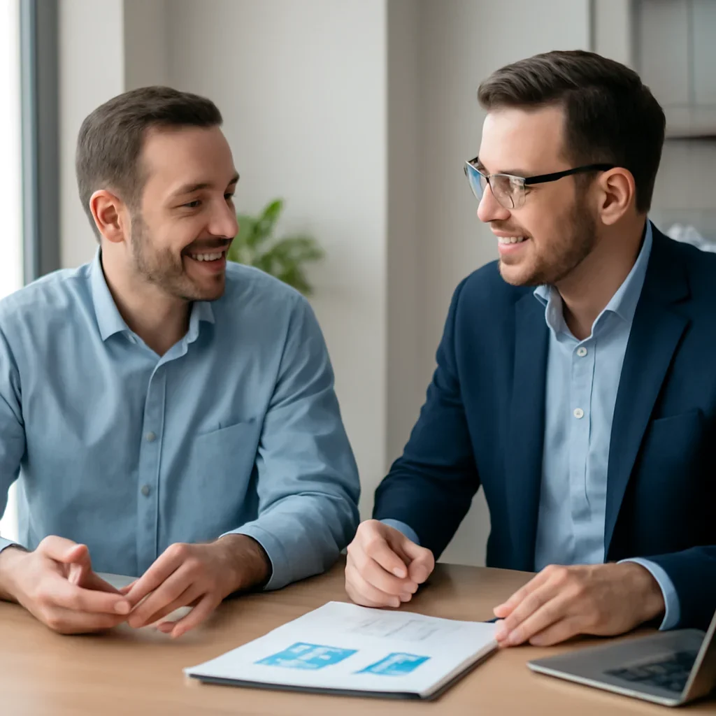 Business owner discussing Home Services Digital Marketing growth goals with a consultant
