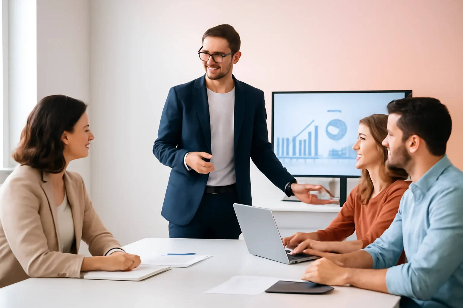 Manufacturing Digital Marketing strategy meeting with a modern digital marketing team