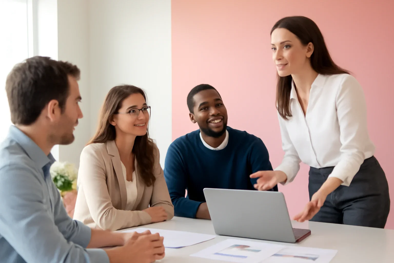 Manufacturing Marketing Solutions strategy meeting with a modern digital marketing team