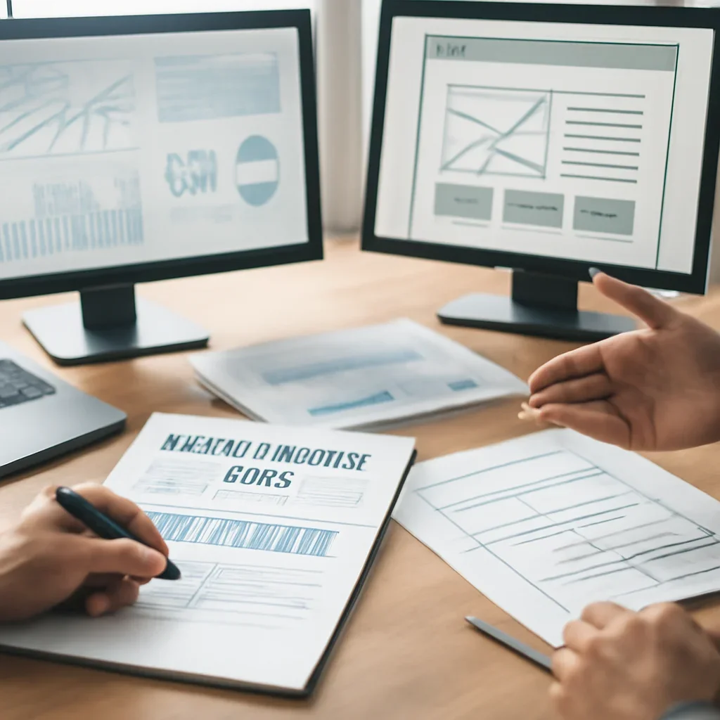 Manufacturing SEO planning materials and performance review workspace