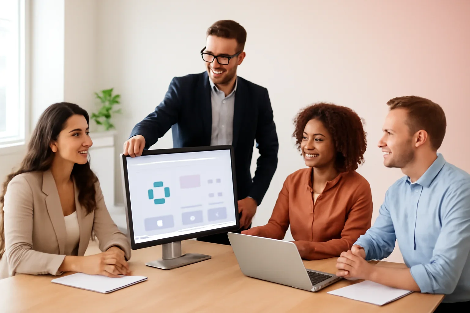 Manufacturing Web Design strategy meeting with a modern digital marketing team