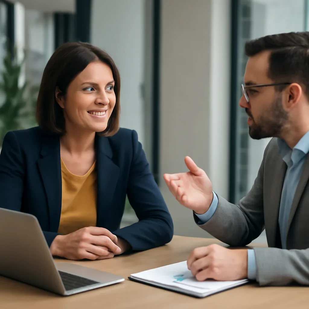 Business owner discussing Nonprofits Branding growth goals with a consultant