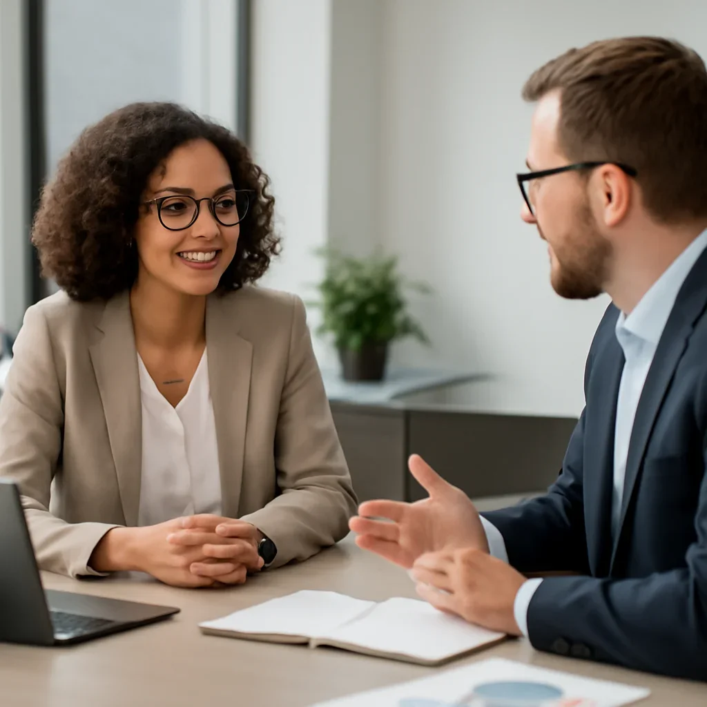 Business owner discussing Nonprofits Digital Marketing growth goals with a consultant