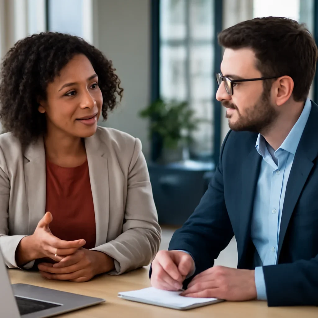 Business owner discussing Nonprofits SEO growth goals with a consultant