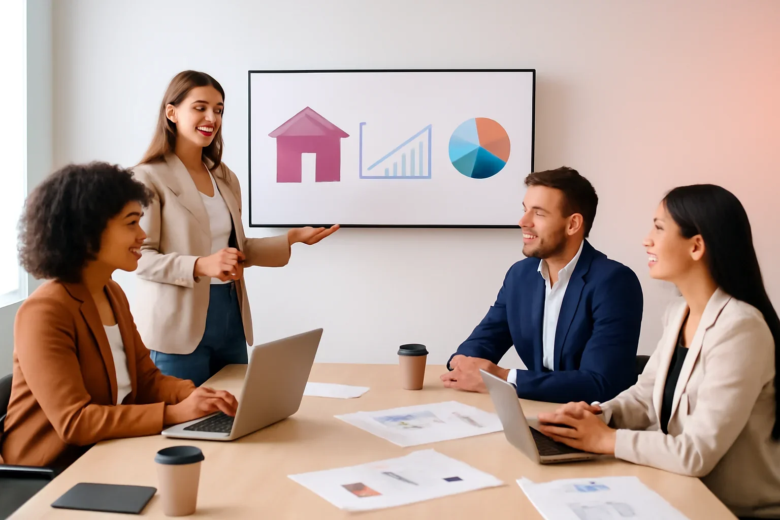 Real Estate Digital Marketing strategy meeting with a modern digital marketing team