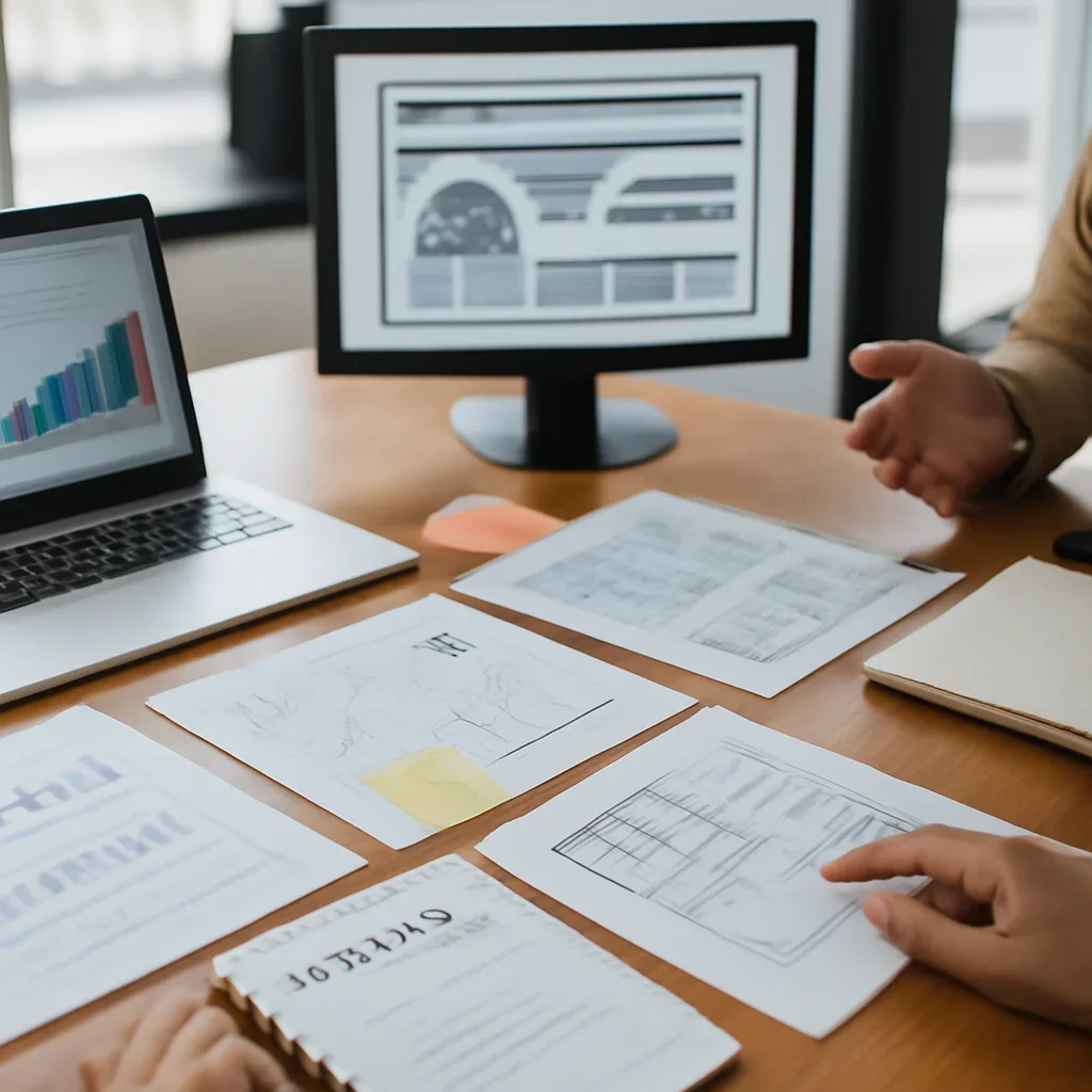 Real Estate Digital Marketing planning materials and performance review workspace