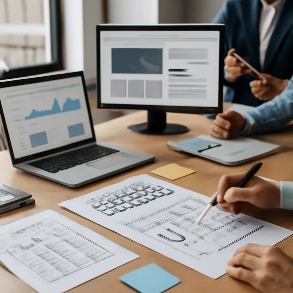 Real Estate Marketing Solutions planning materials and performance review workspace