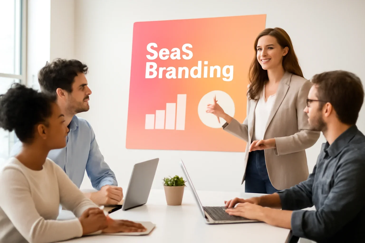 SaaS Branding strategy meeting with a modern digital marketing team