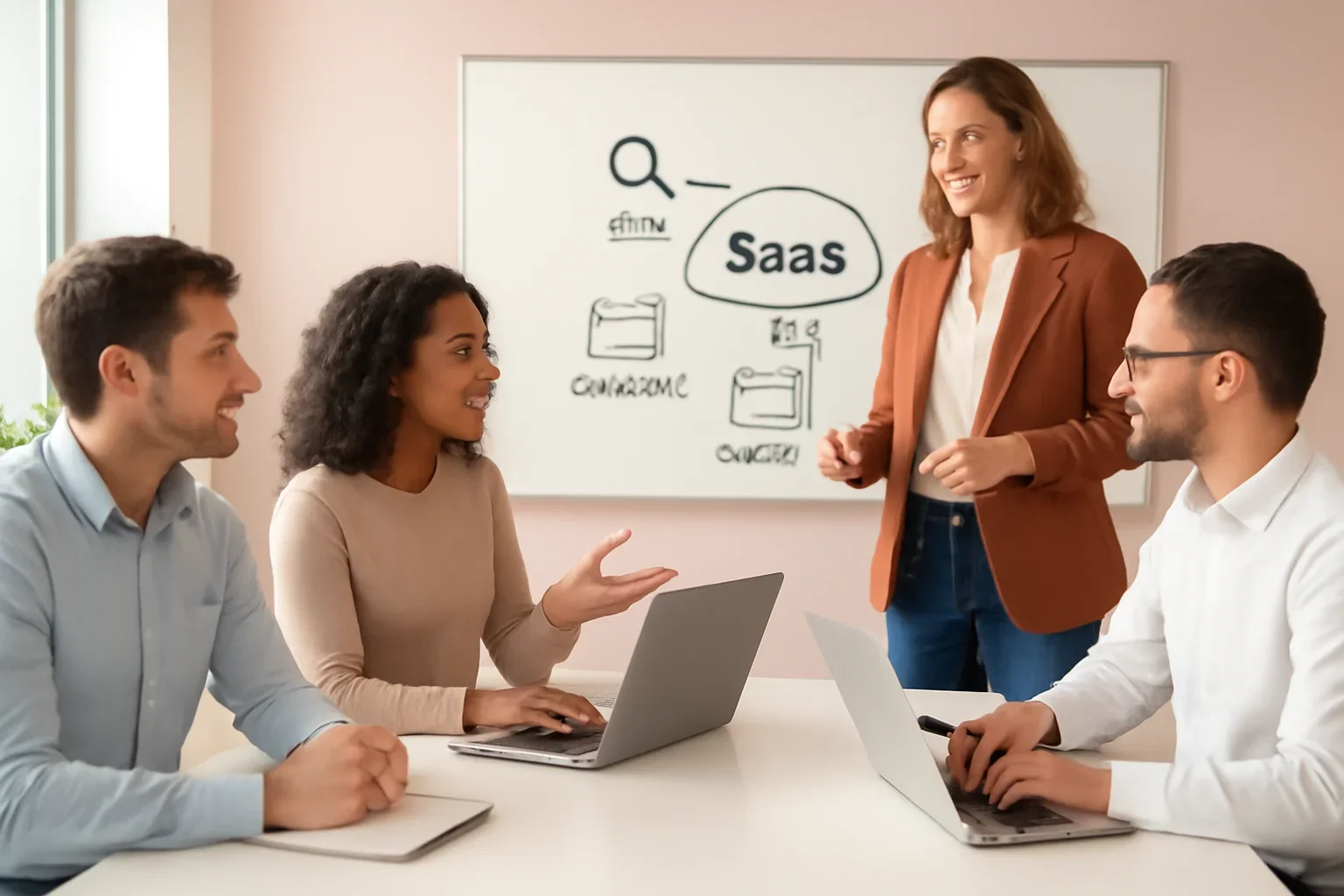 SaaS Digital Marketing strategy meeting with a modern digital marketing team