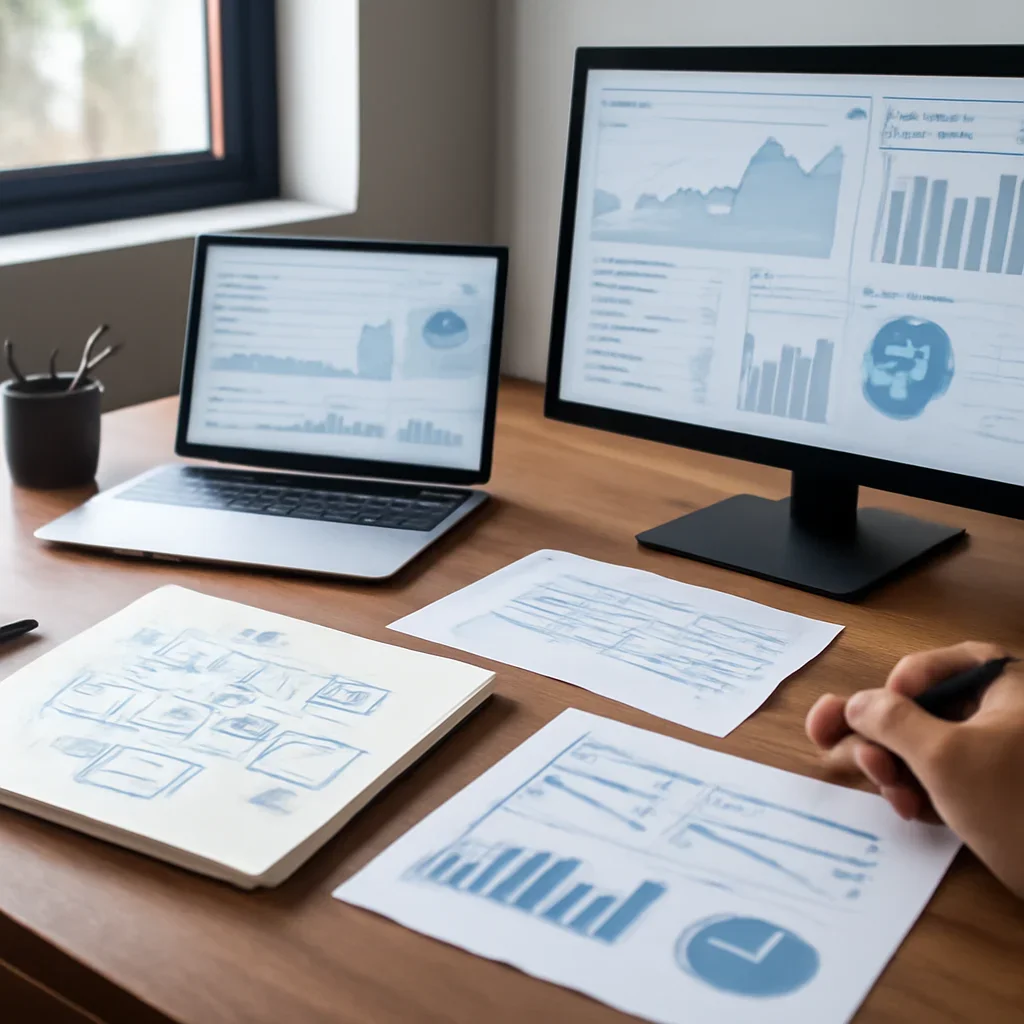 SaaS Digital Marketing planning materials and performance review workspace