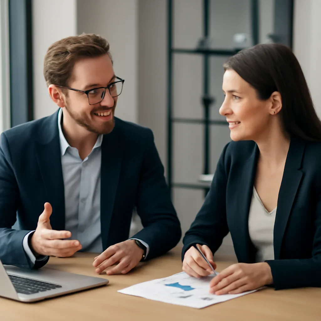 Business owner discussing SaaS Web Design growth goals with a consultant