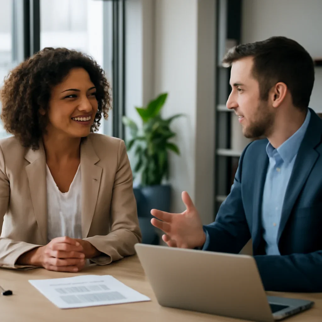 Business owner discussing Shopify Integration growth goals with a consultant