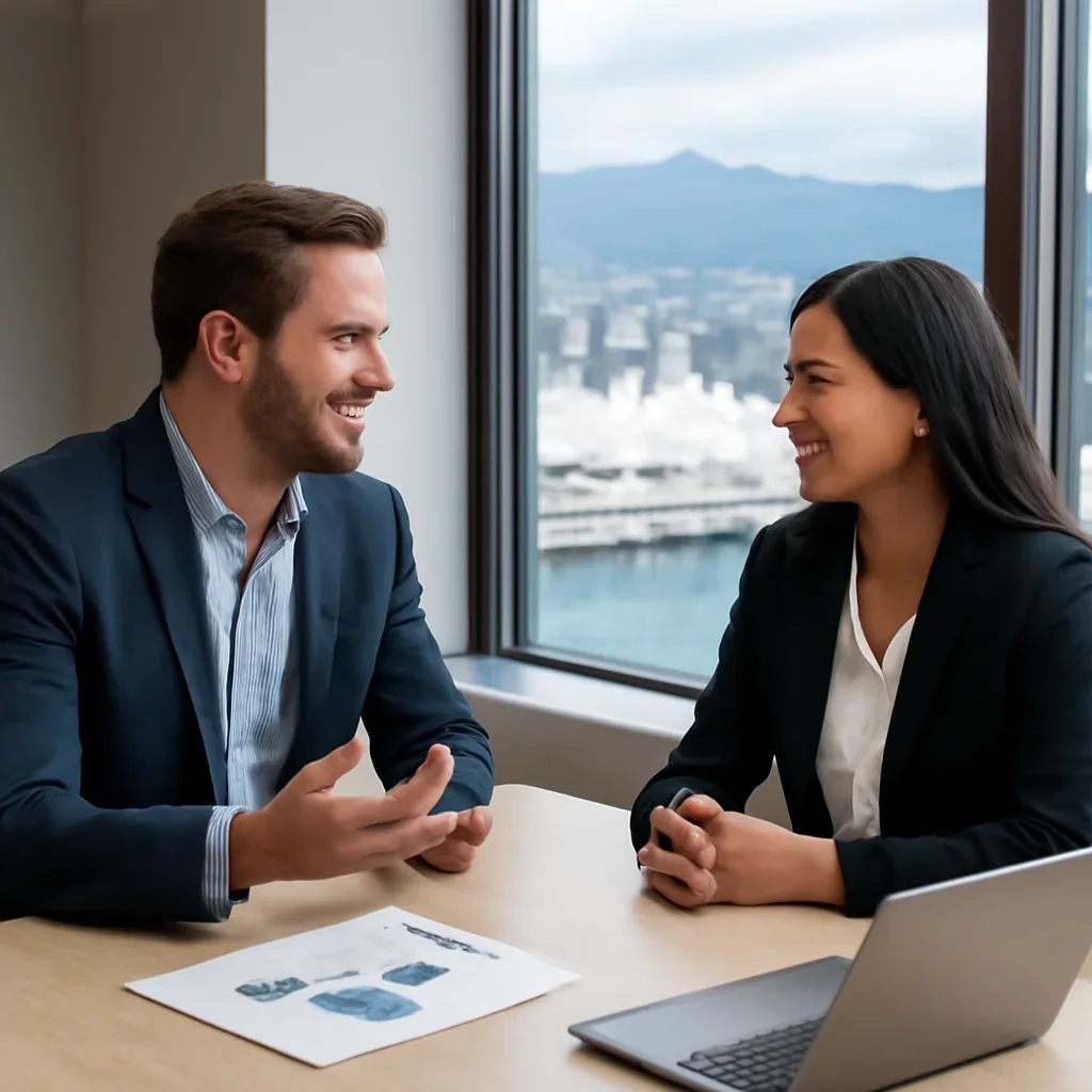 Business owner discussing Digital Marketing in Vancouver, BC growth goals with a consultant