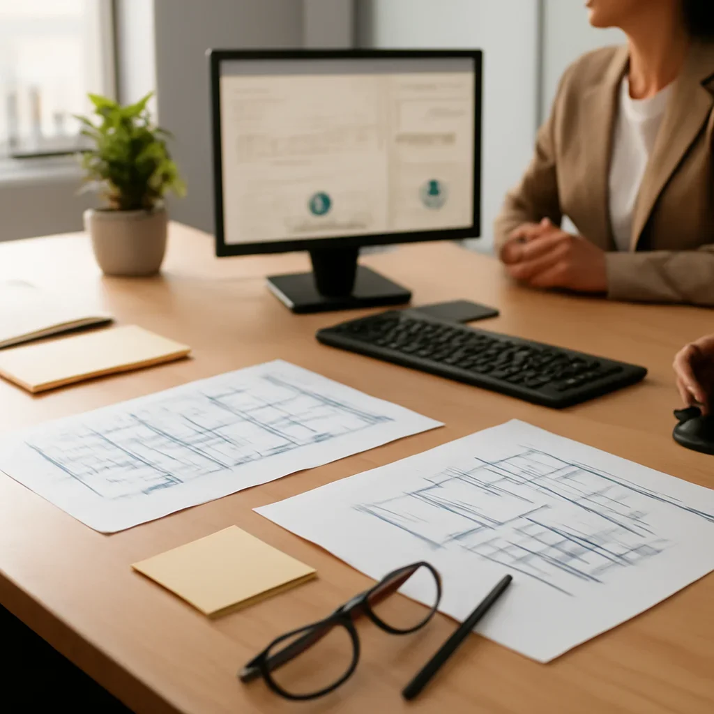 Web Design in Vancouver, BC planning materials and performance review workspace