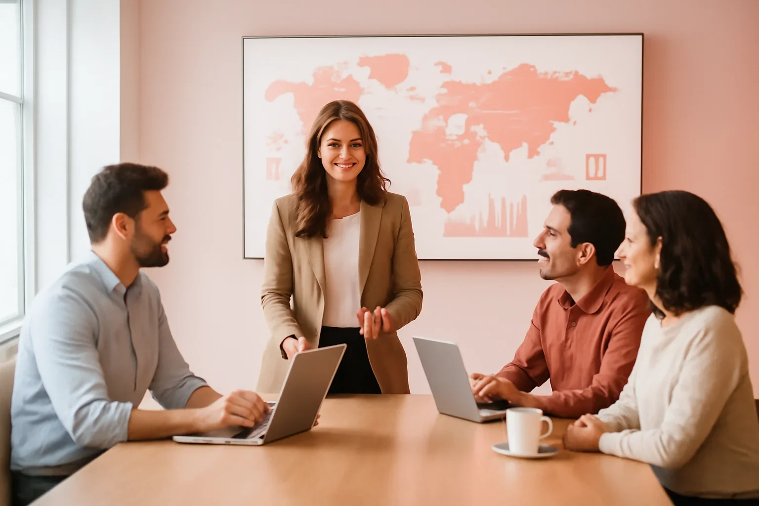 Global Markets strategy meeting with a modern digital marketing team