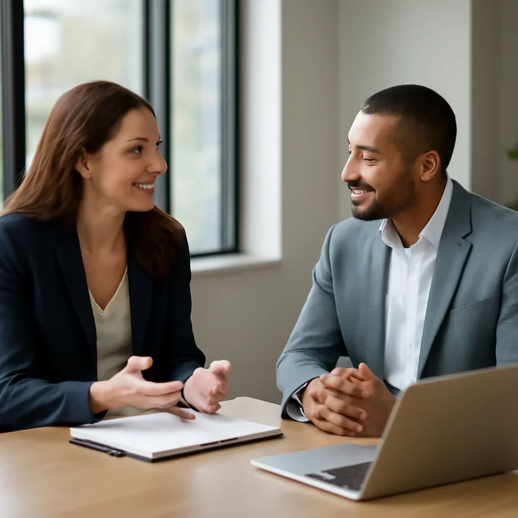 Business owner discussing Branding in Alabama growth goals with a consultant