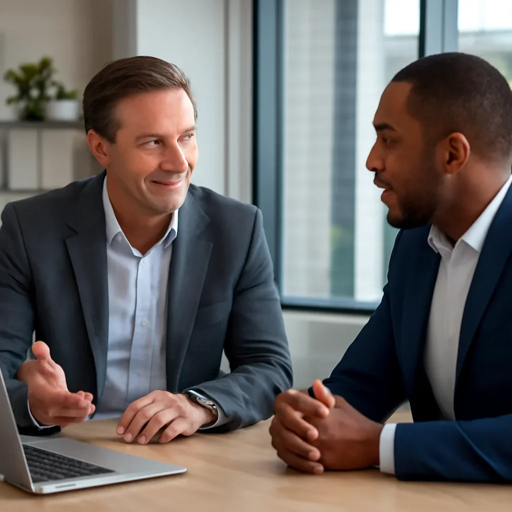 Business owner discussing Web Design in Alabama growth goals with a consultant