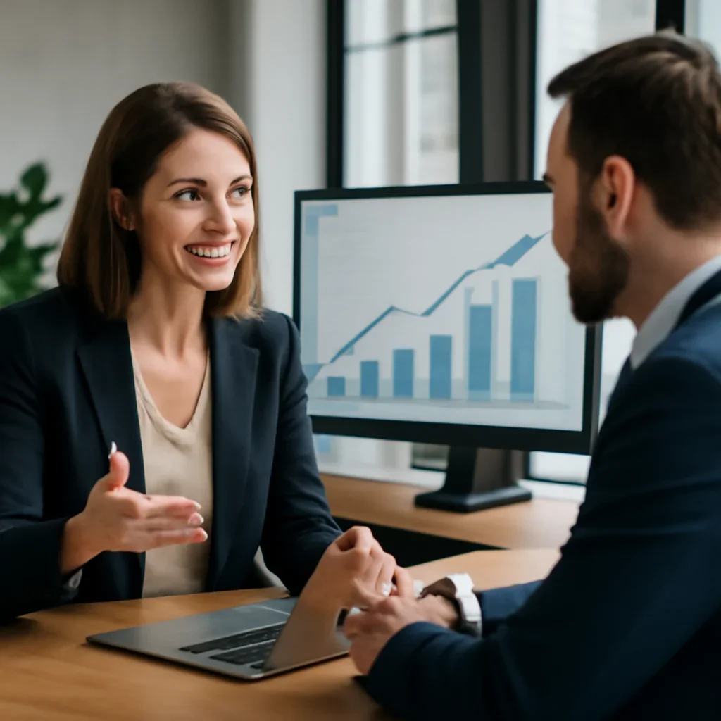 Business owner discussing SEO in Arkansas growth goals with a consultant