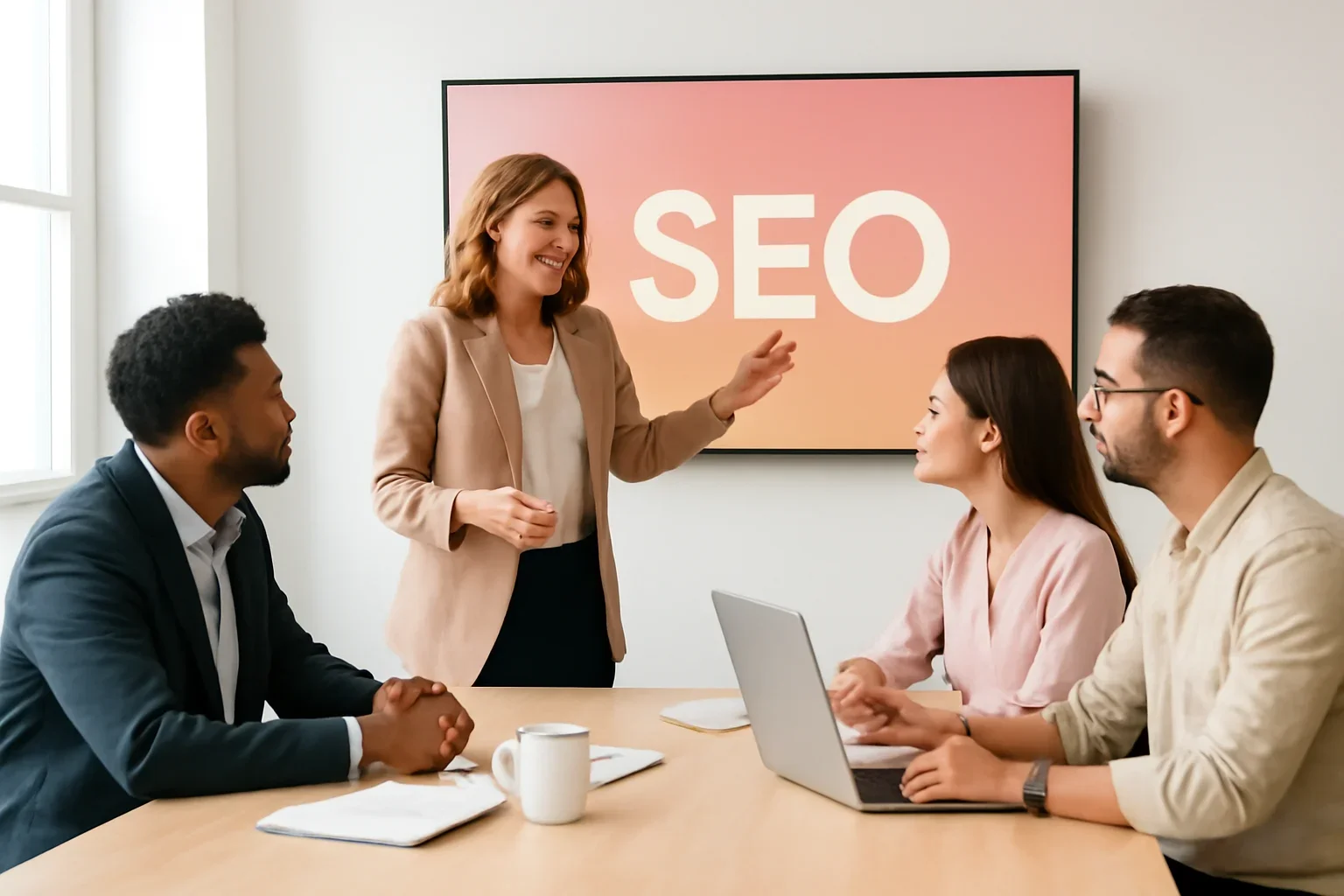 SEO in Arkansas strategy meeting with a modern digital marketing team