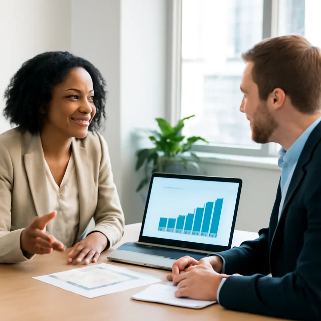 Business owner discussing Digital Marketing in Atlanta, GA growth goals with a consultant