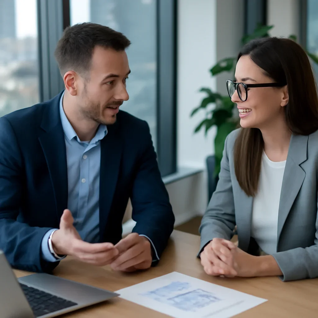 Business owner discussing SEO in Atlanta, GA growth goals with a consultant