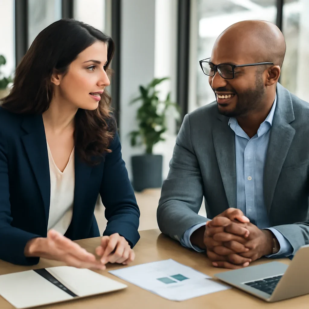 Business owner discussing Branding in Austin, TX growth goals with a consultant