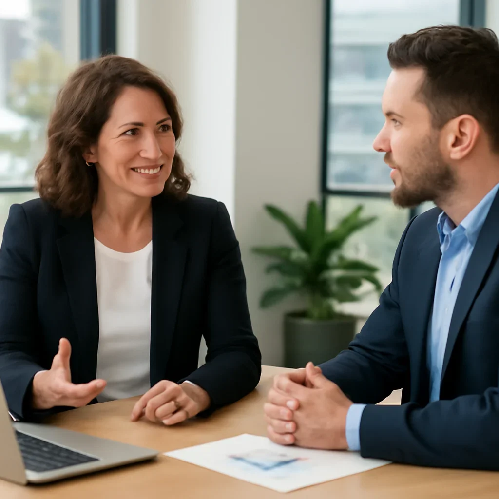 Business owner discussing Digital Marketing in Austin, TX growth goals with a consultant