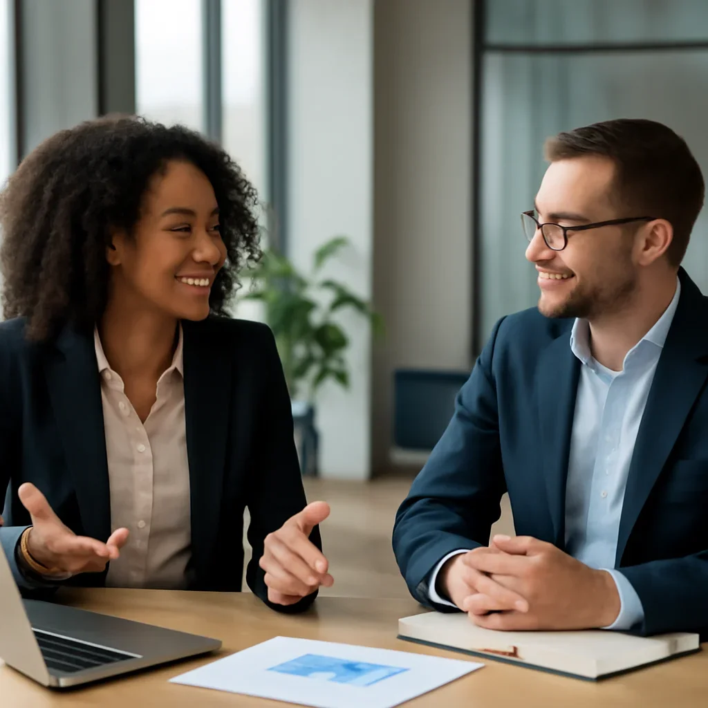 Business owner discussing Web Design in Baltimore, MD growth goals with a consultant