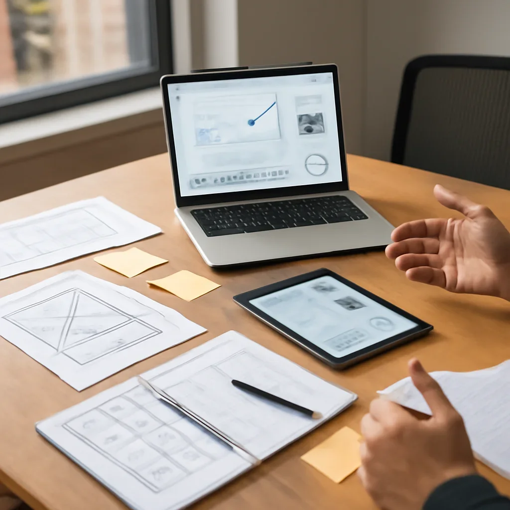 Web Design in Baltimore, MD planning materials and performance review workspace