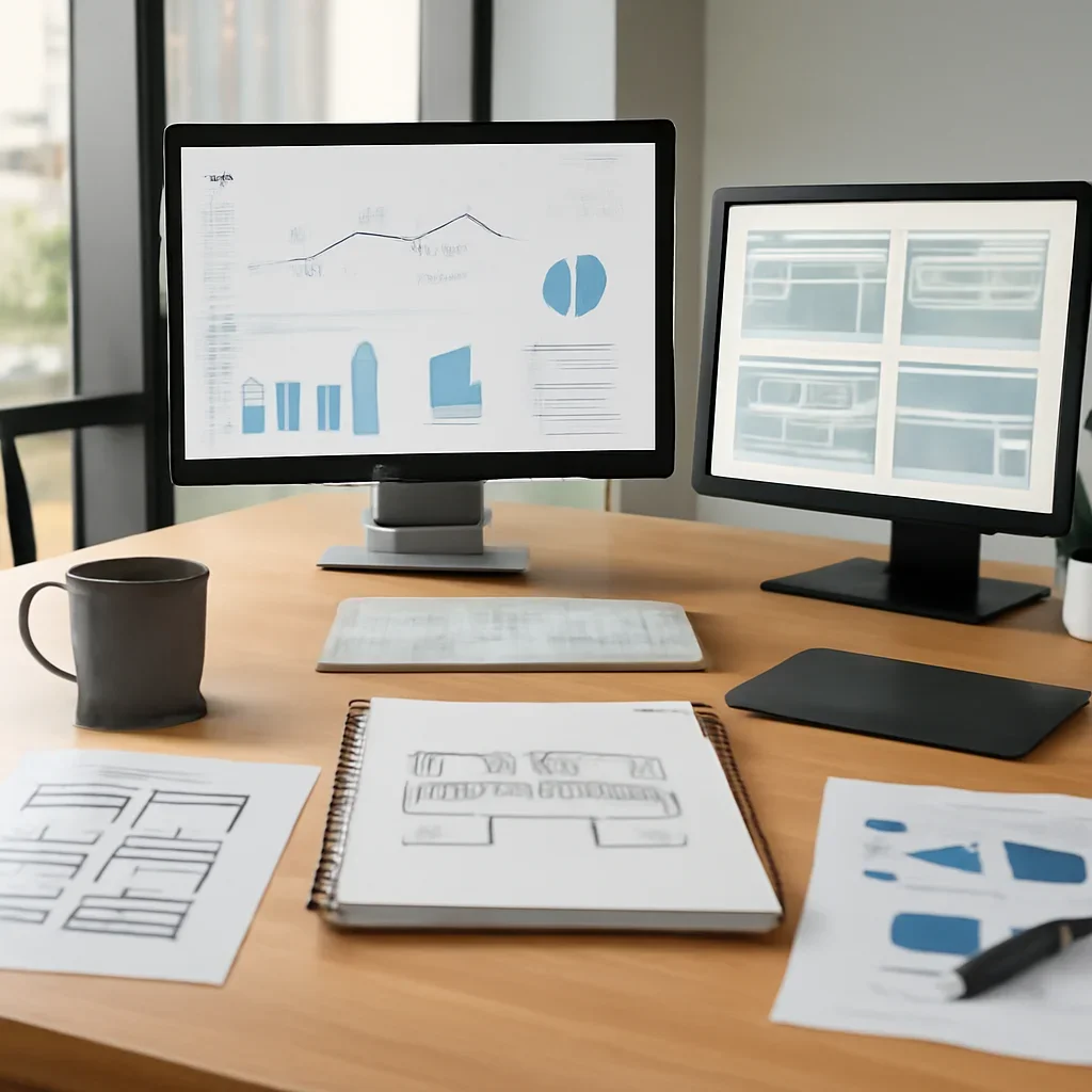 Branding in Boston, MA planning materials and performance review workspace