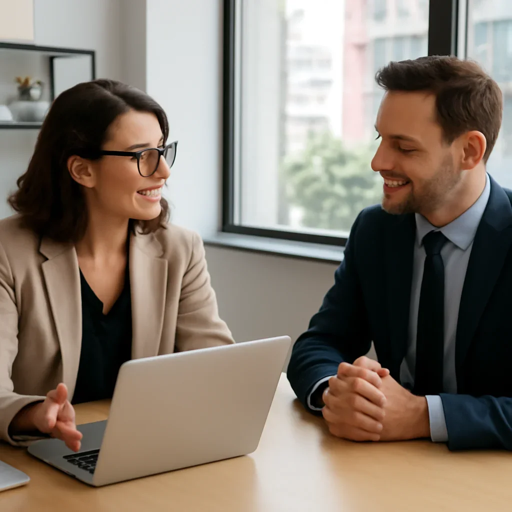 Business owner discussing Web Design in Boston, MA growth goals with a consultant